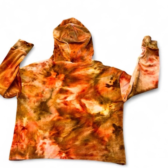 Eye Candy Soft & Cozy Tie-Dye Hoodie Sweater - Orange and Brown - Picture 4 of 4